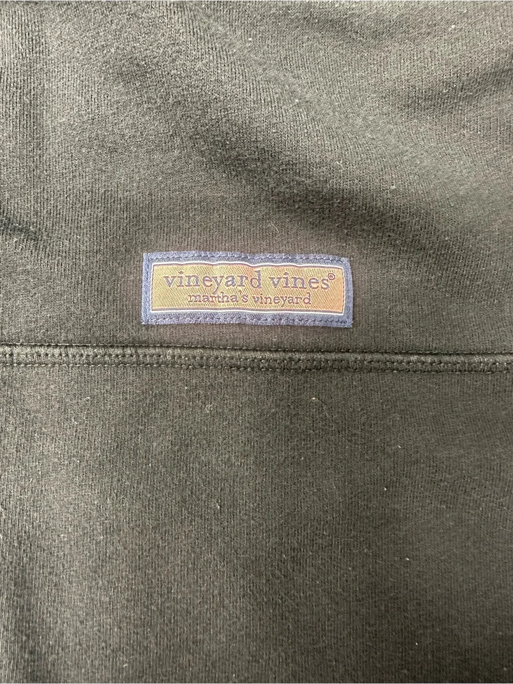 Vineyard Vines Black Quarter-Zip Pullover with Pink Logo Patch